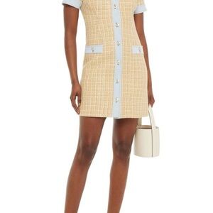 Sandro Paris >
Mella Denim Paneled Tweed Mini Dress in Beige Cotton